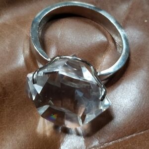 Godinger SHANNON CRYSTAL RING/PAPERWEIGHT elegant Silvertone